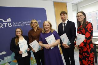 Left to Right: Rachel Slaymaker, Research Officer, ESRI, Claire Diggin, Deputy Director, Rosemary Steen, Director, Brian Gallwey, Senior Research and Policy Manager and Emer Morrissey, Head of Investigations and Sanctions, RTB